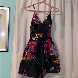 Black floral homecoming dress